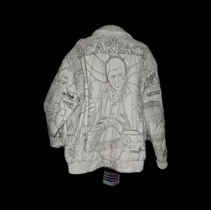 Vintage Tony Montana Scarface white leather jacket